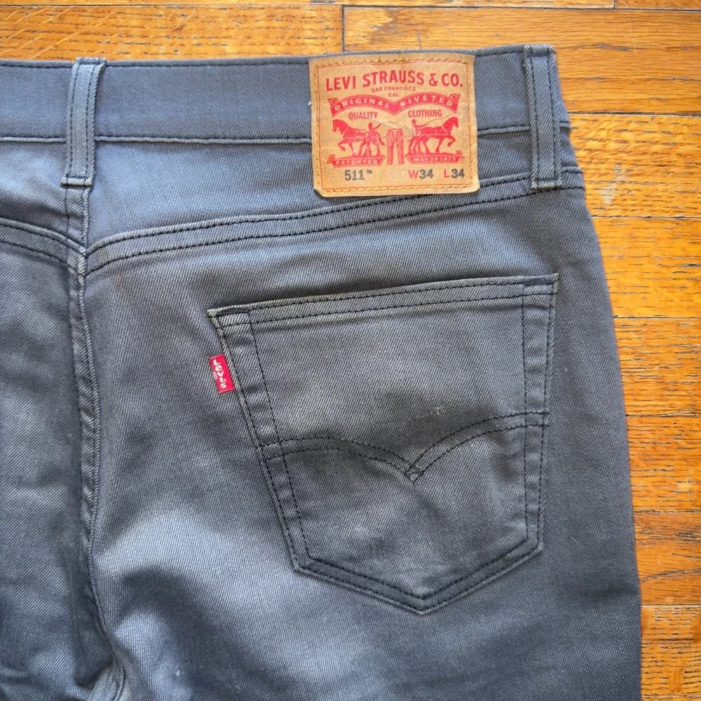 Levis 511 Slim Fit Jeans Mens 34x34 Charcoal Gray Dark Slate Denim Pants